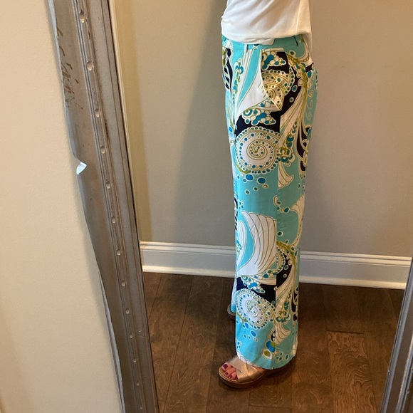 Designer Retro Print Silk Pants - Picture 4 of 11